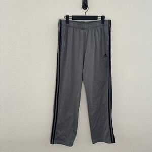 Adidas Track Pants Kids Large Gray Three Stripe Athletic Sweatpants Y2K